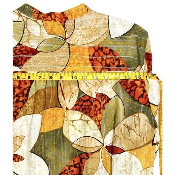 Alfred Dunner Women Shirt Top Sz 18 Button Front Tropical Tan Rust Gold Threads - Picture 12 of 15